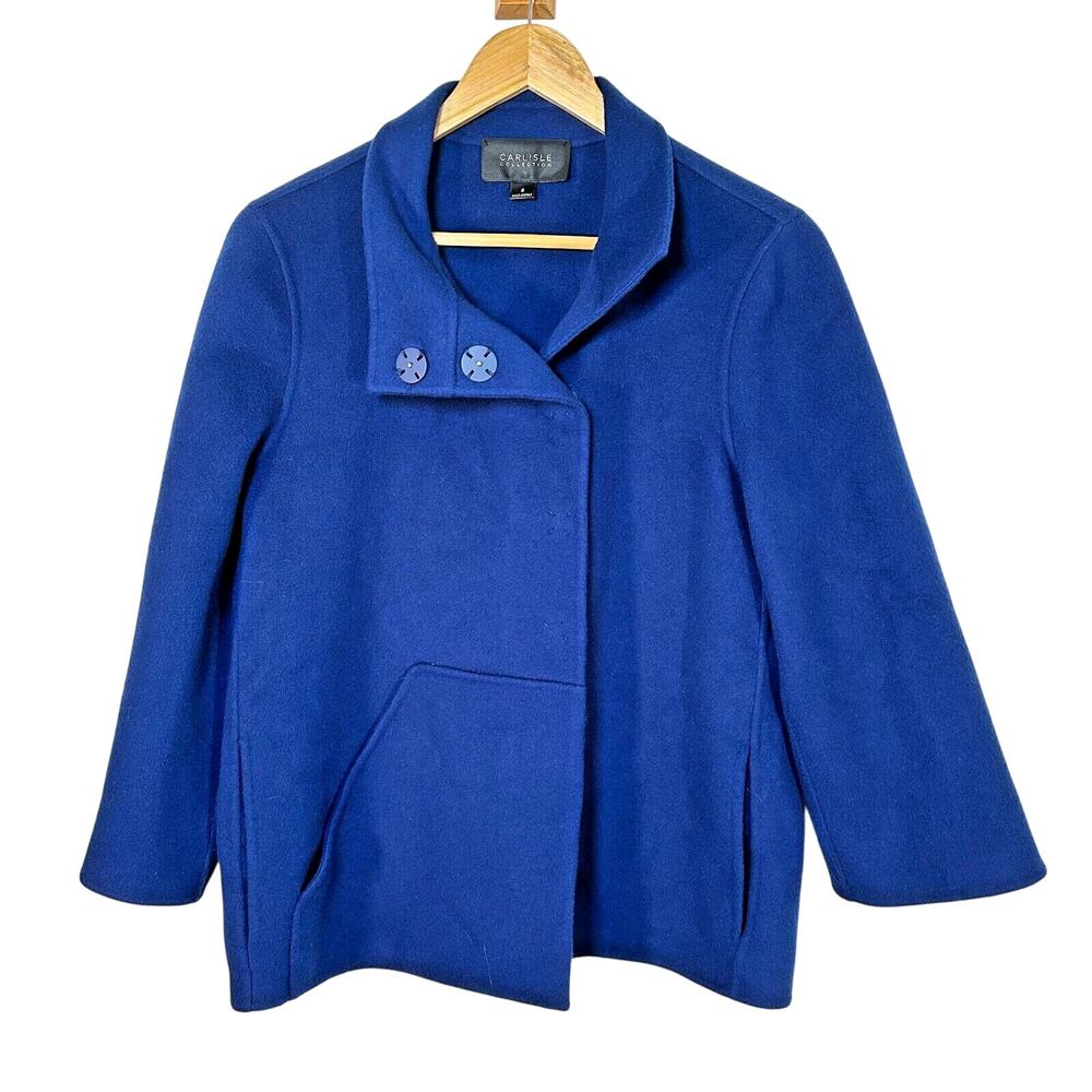 Carlisle Collection vintage wool cashmere blue blazer Womans 6 Chic natural warm